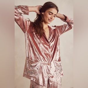 NWT Free People velvet embroidered shirt jacket - size M and L available